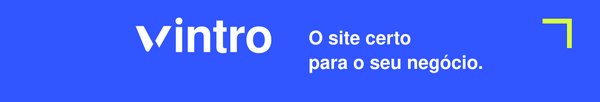 Arte de capa de LinkedIn da Vintro em azul com o logotipo e a assinatura O site certo para o seu negócio.